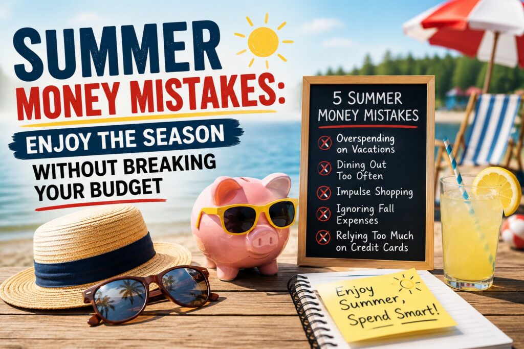 Summer Money Mistakes infographic showing smart budgeting tips to help Canadians enjoy summer without overspending