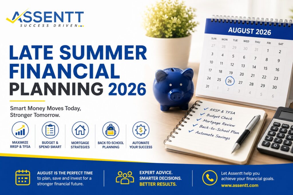 Late Summer Financial Planning 2026 featuring smart money strategies for RRSP, TFSA, budgeting, mortgage planning, and financial success in Canada